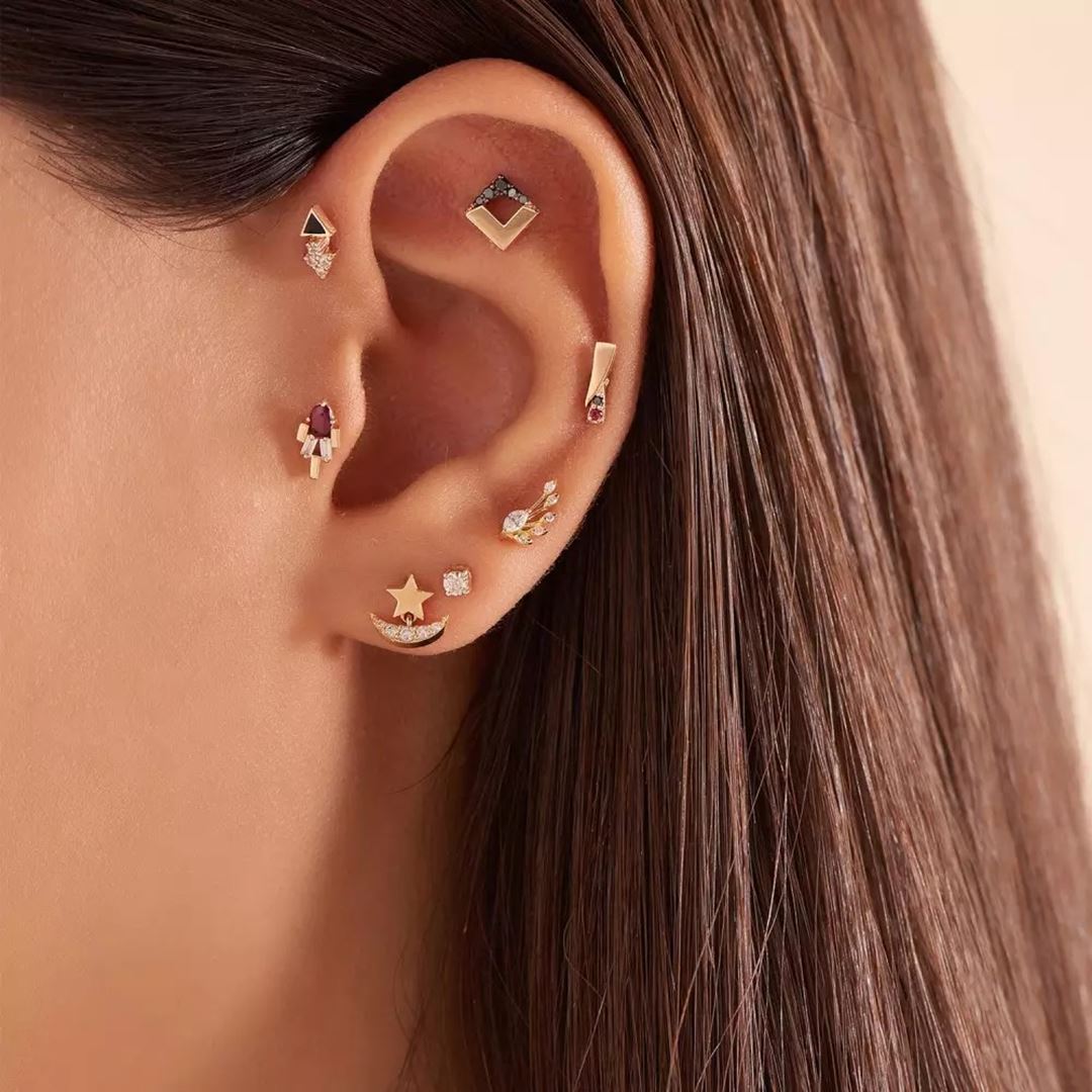 Swift Pırlanta Taşlı Rose Altın Tek Küpe