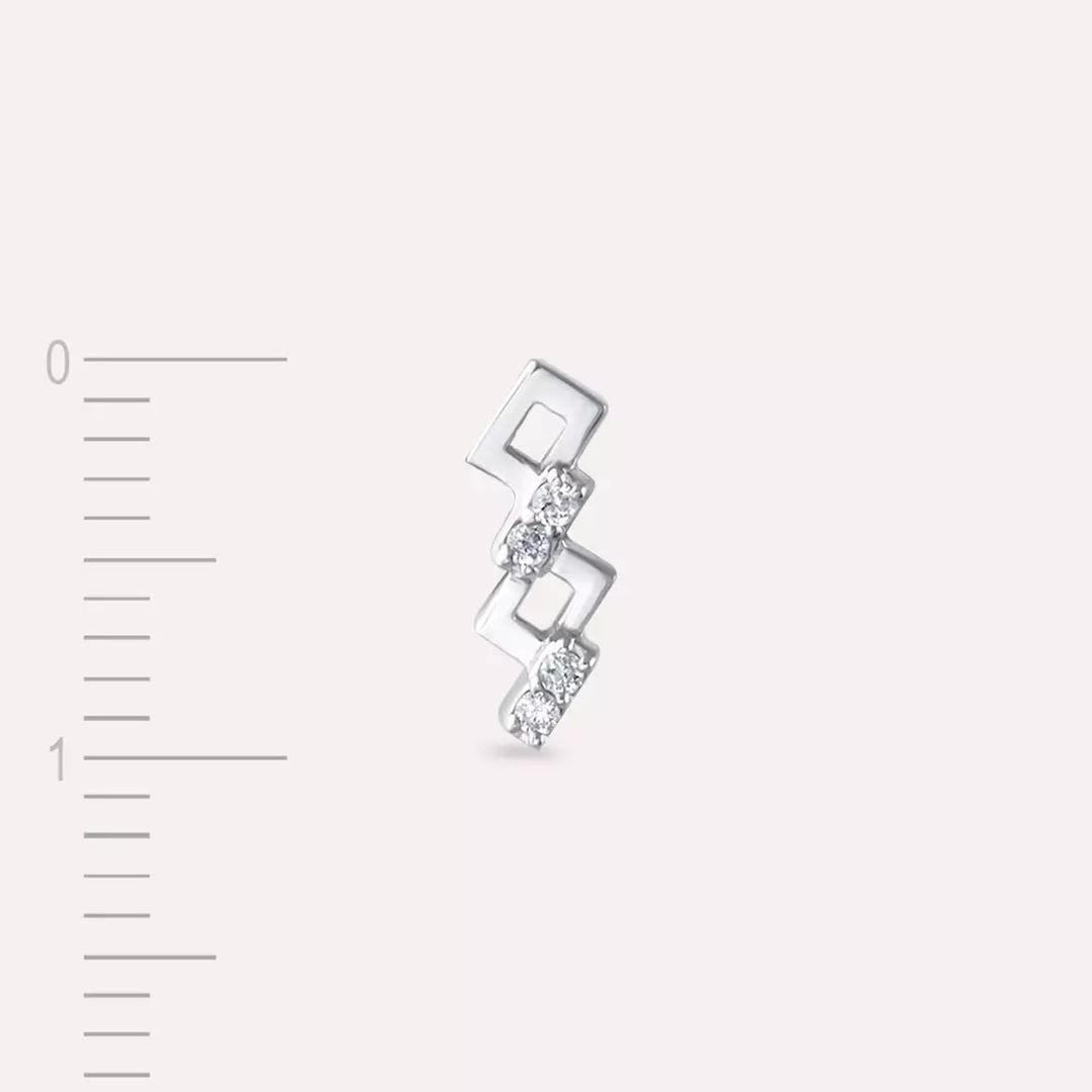 Riddle Pırlanta Taşlı Beyaz Altın Tek Küpe