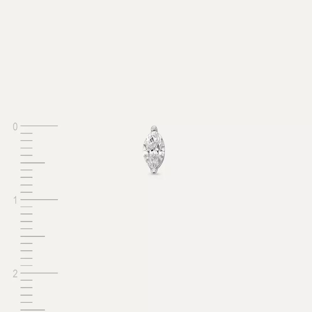 0.32 CT Markiz Kesim Pırlanta Taşlı Beyaz Altın Tek Küpe