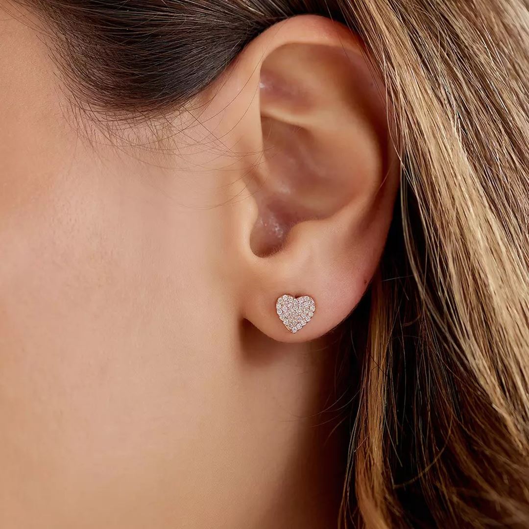 Eros 0.30 CT Pırlanta Taşlı Rose Altın Küpe