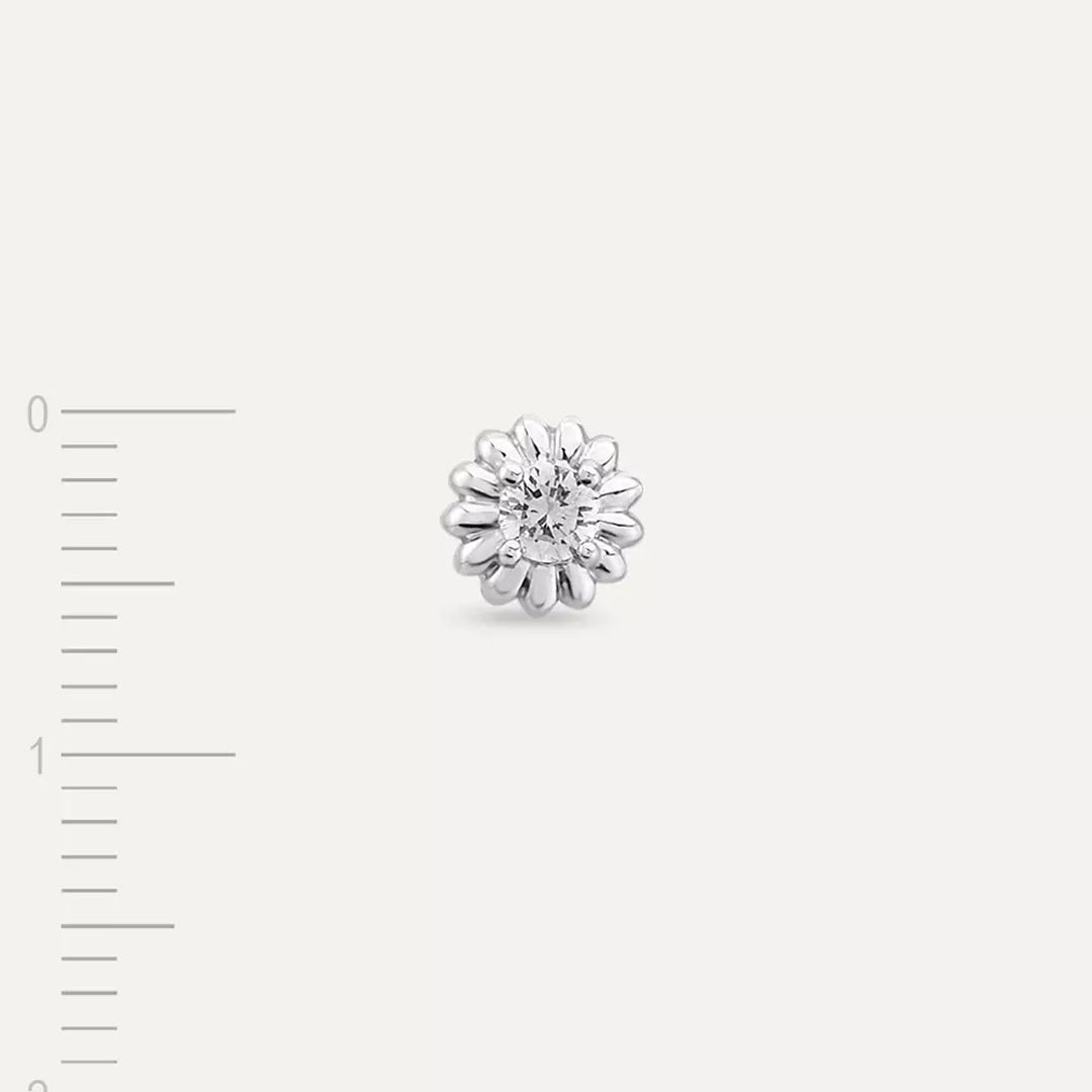 Soleil Pırlanta Taşlı Beyaz Altın Tek Küpe