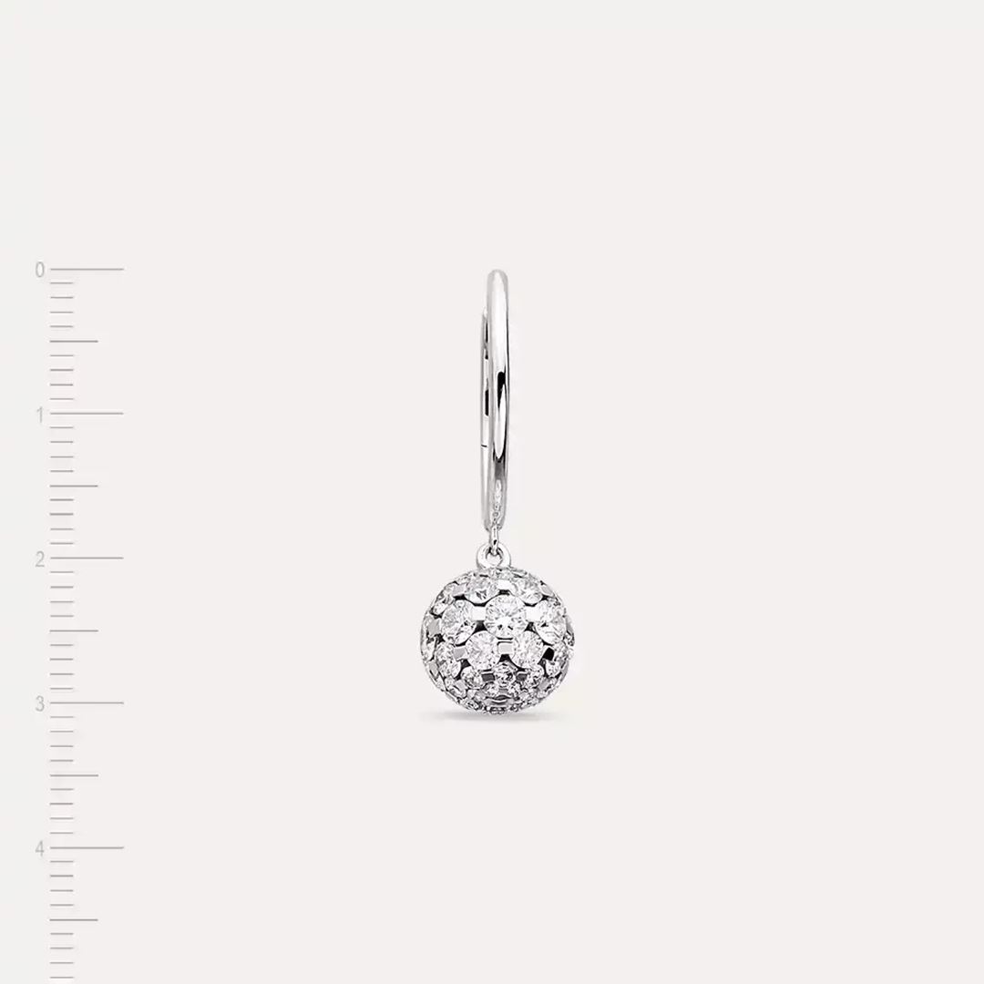 2.74 CT Pırlanta Taşlı Beyaz Altın Top Tek Küpe