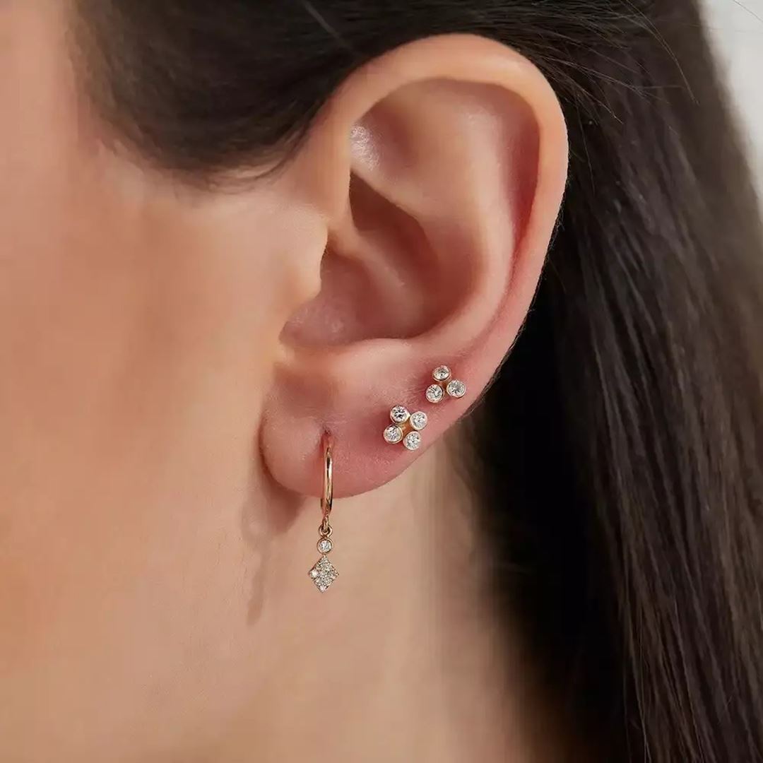 Blissy Pırlanta Taşlı Rose Altın Tek Küpe