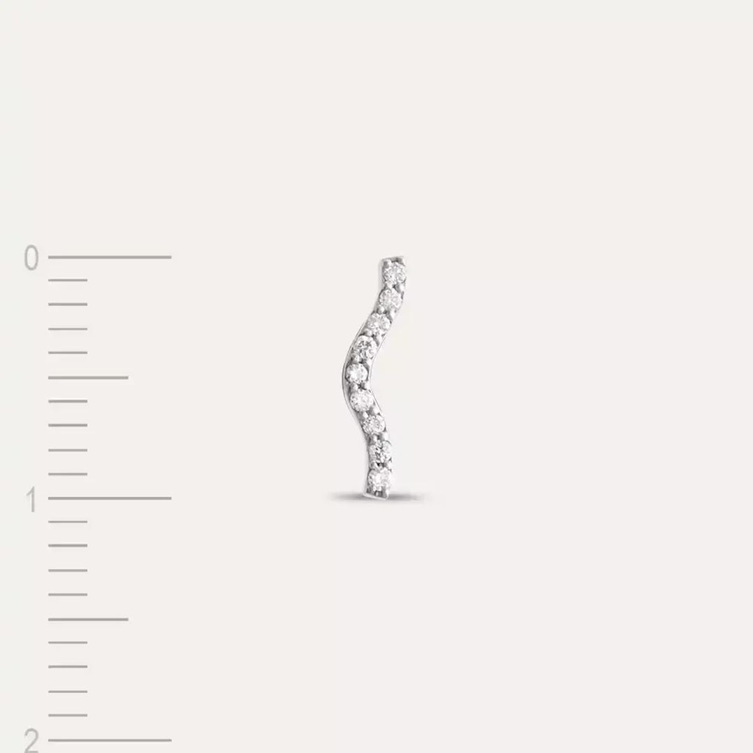 Noir Pırlanta Taşlı Beyaz Altın Tek Küpe