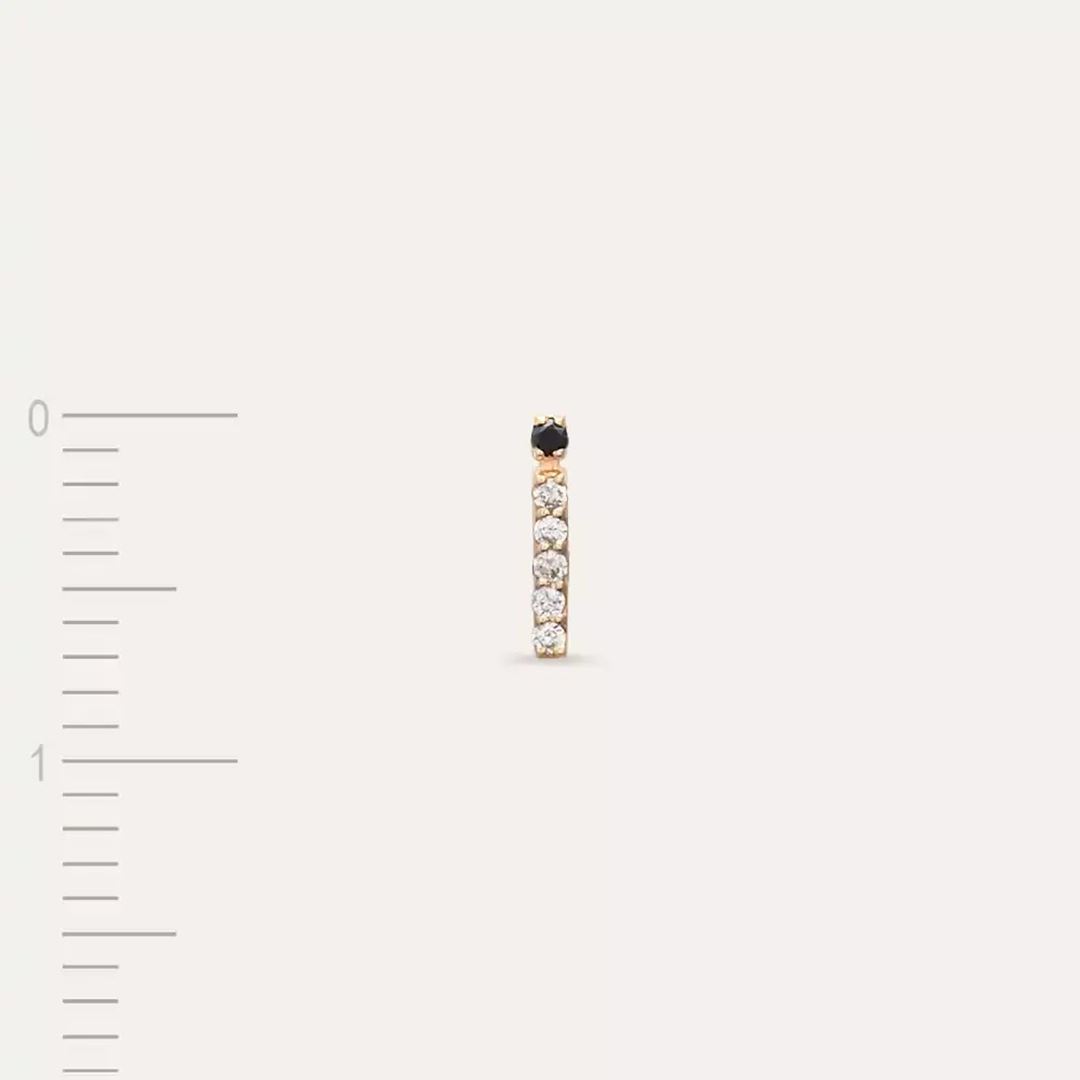 İ Harf Pırlanta Taşlı Rose Altın Tek Küpe