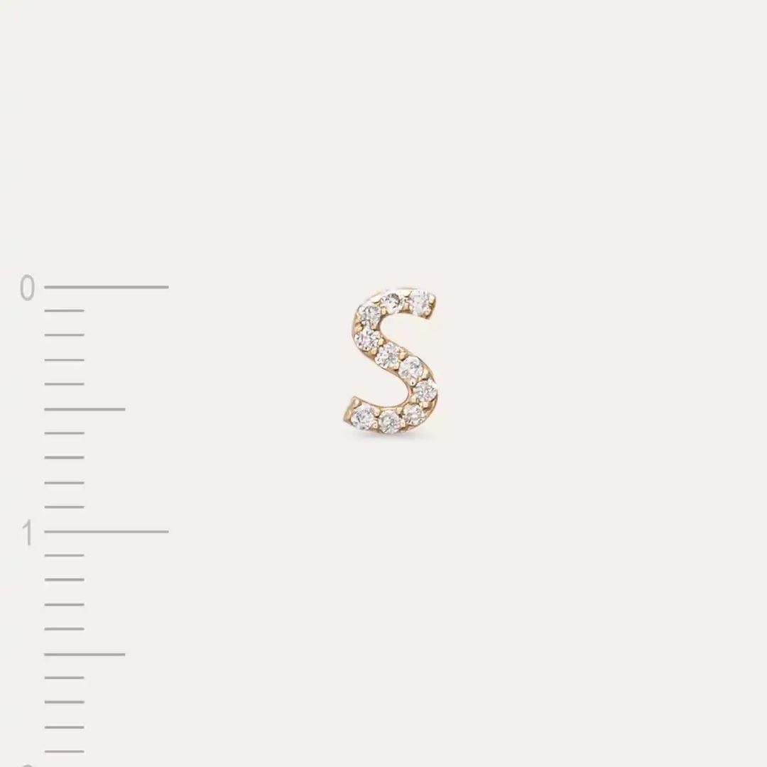 S Harf Pırlanta Taşlı Rose Altın Tek Küpe