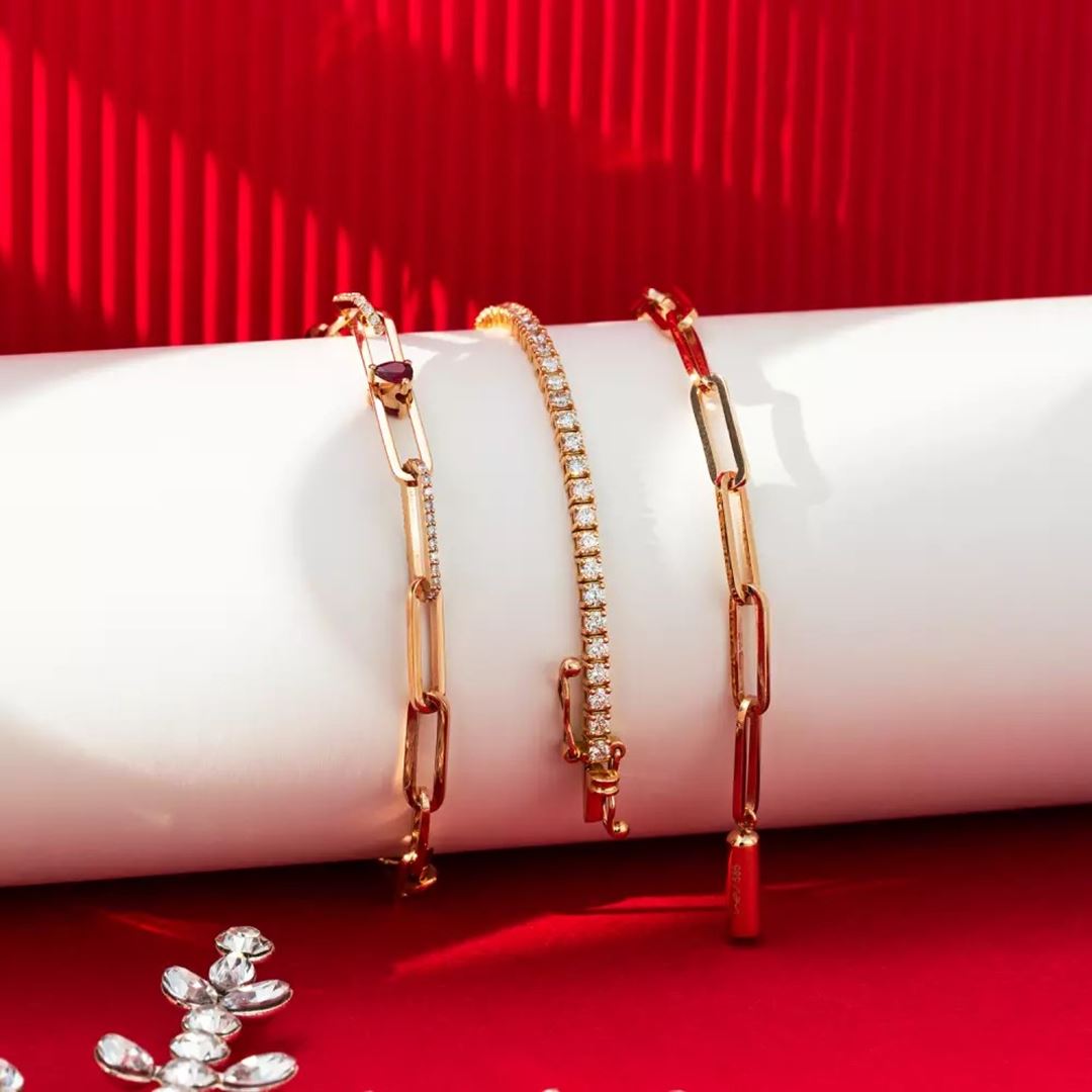 Nest Yakut ve Pırlanta Taşlı Rose Altın Bileklik