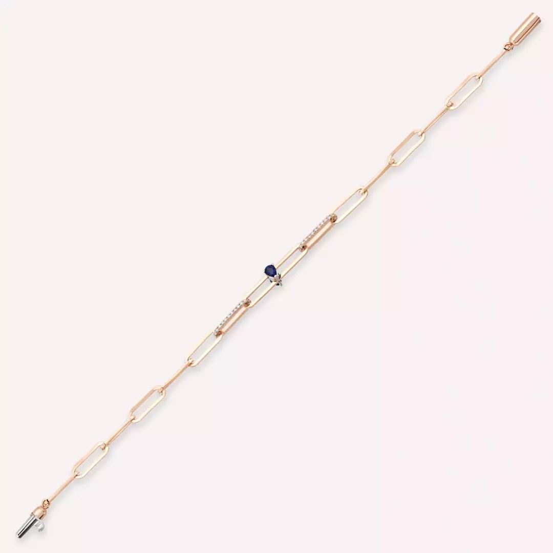 Nest Safir ve Pırlanta Taşlı Rose Altın Bileklik