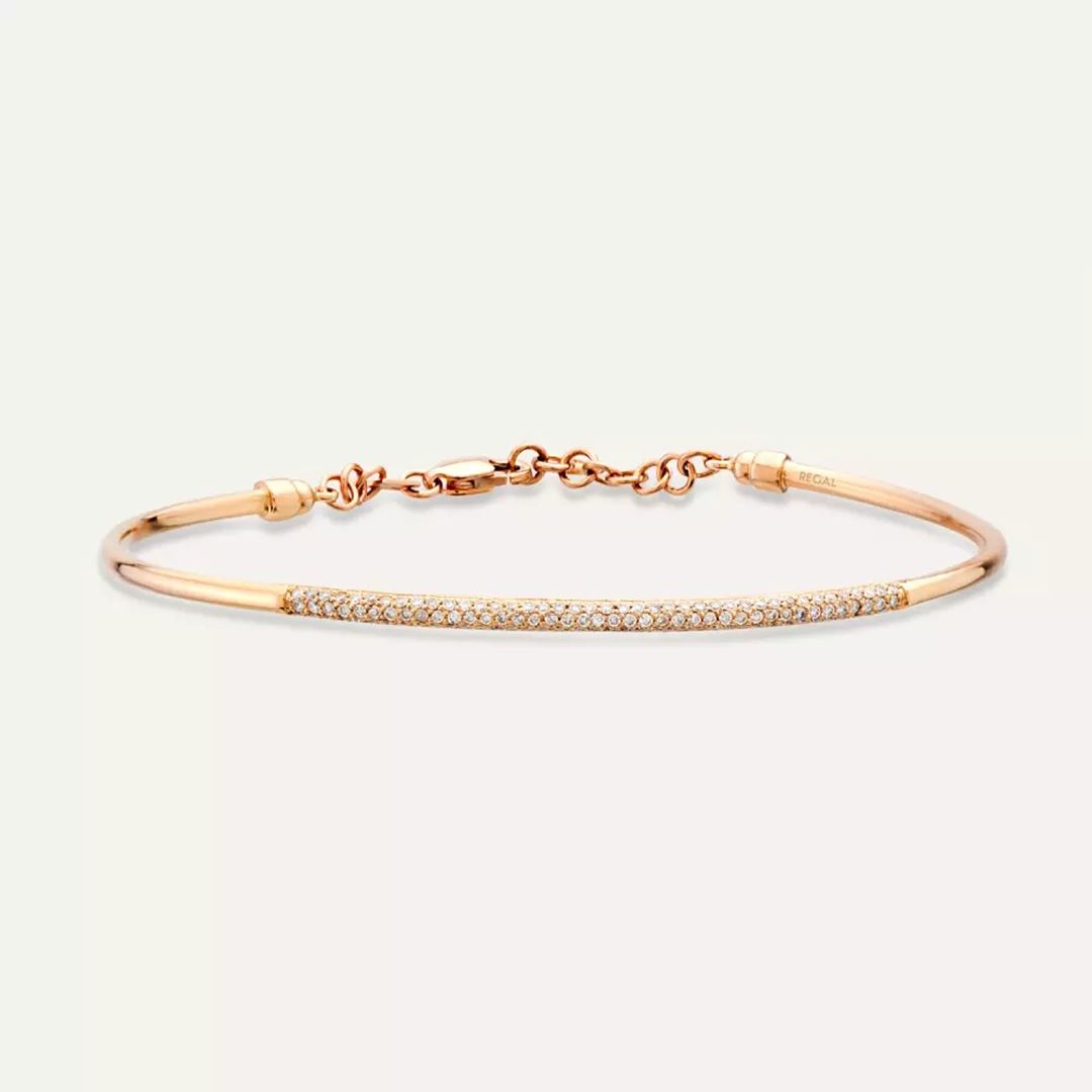 Lean Pırlanta Taşlı Rose Altın Bileklik