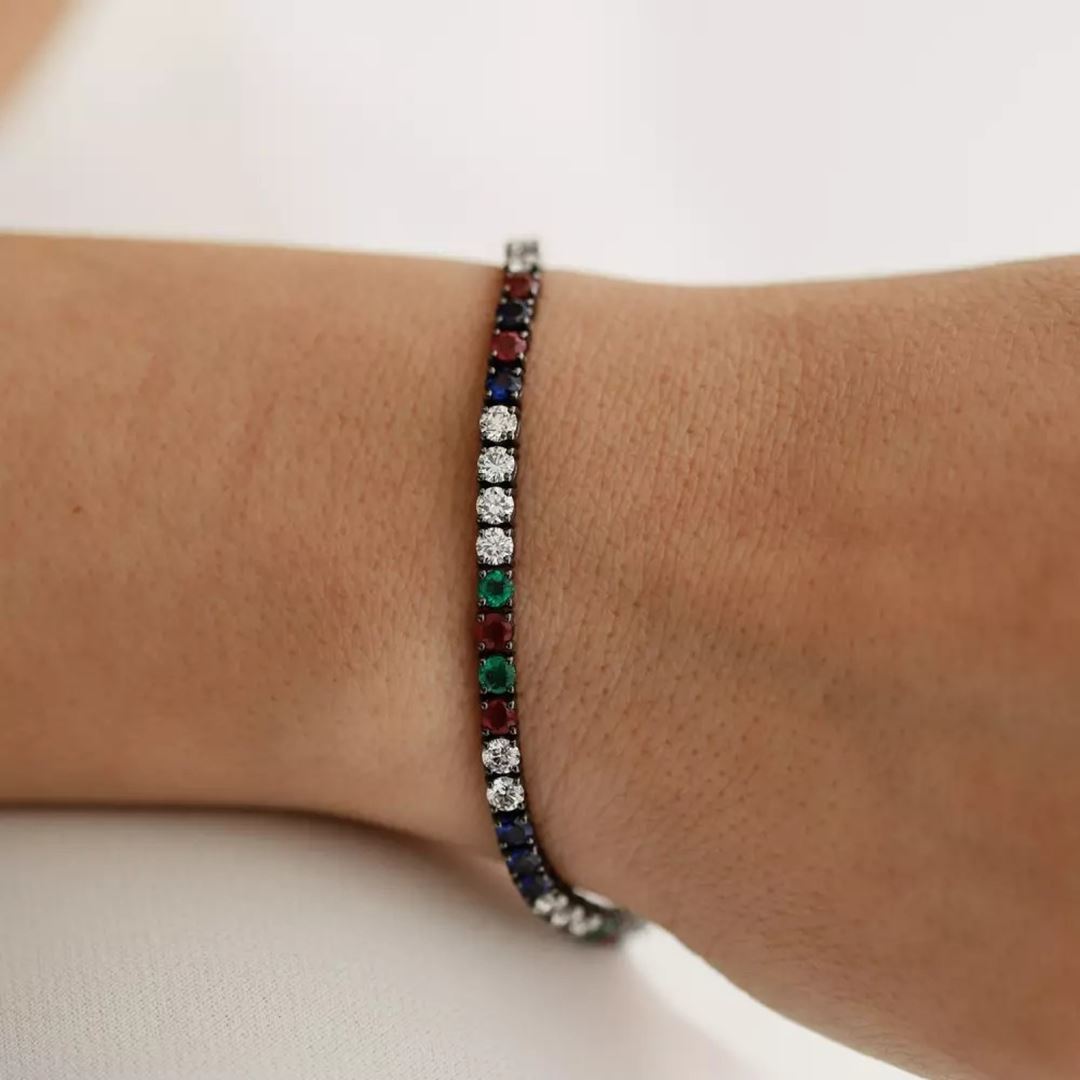 Safir, Zümrüt, Yakut ve Pırlanta Taşlı Suyolu Bileklik