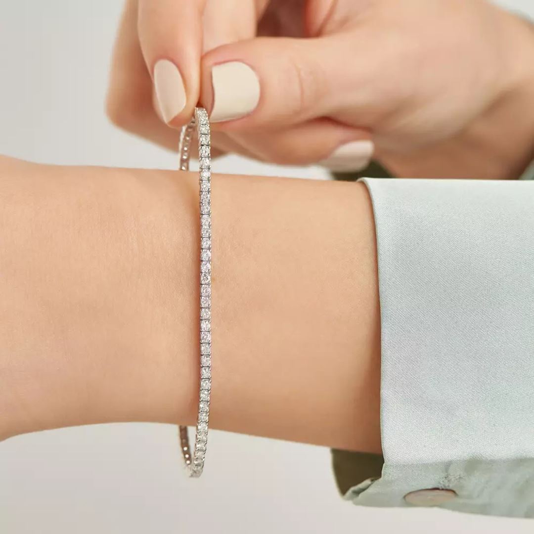 2.50 CT Pırlanta Taşlı Beyaz Altın Suyolu Bileklik