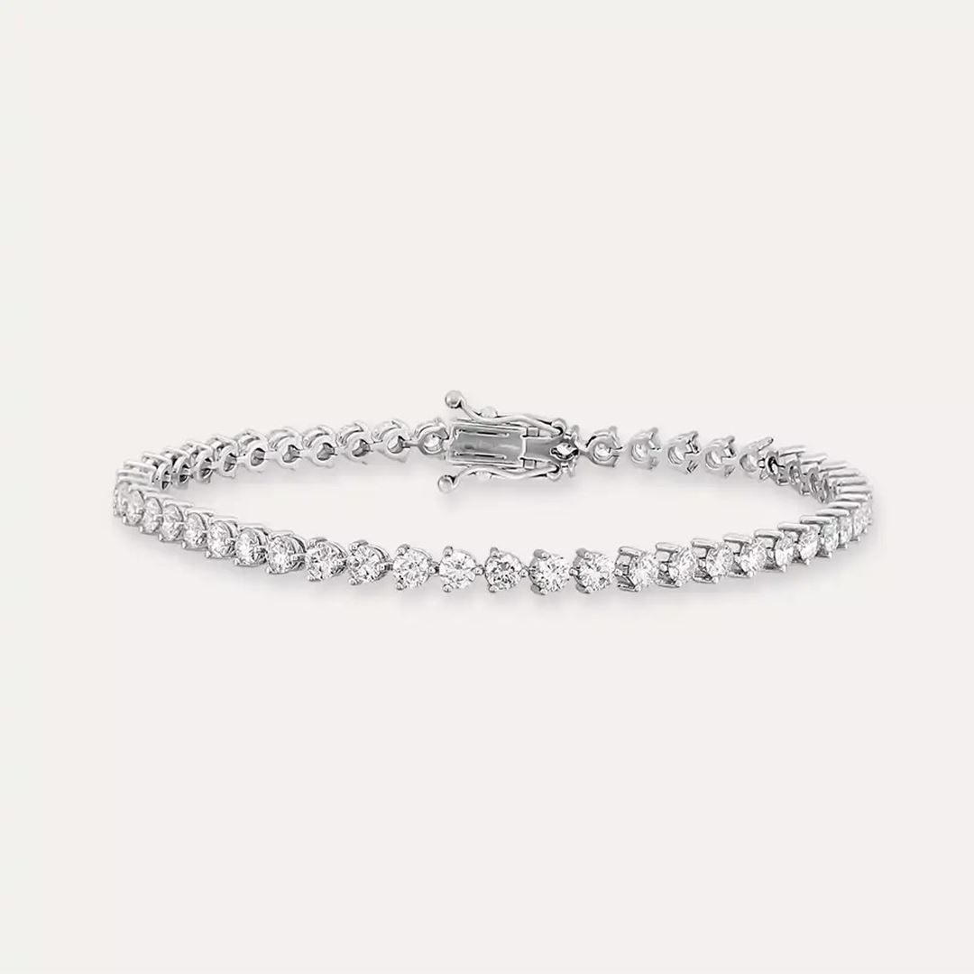 4.32 CT Pırlanta Taşlı Beyaz Altın Suyolu Bileklik