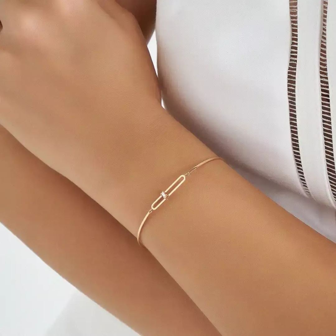 Mila Pırlanta Taşlı Rose Altın Bileklik