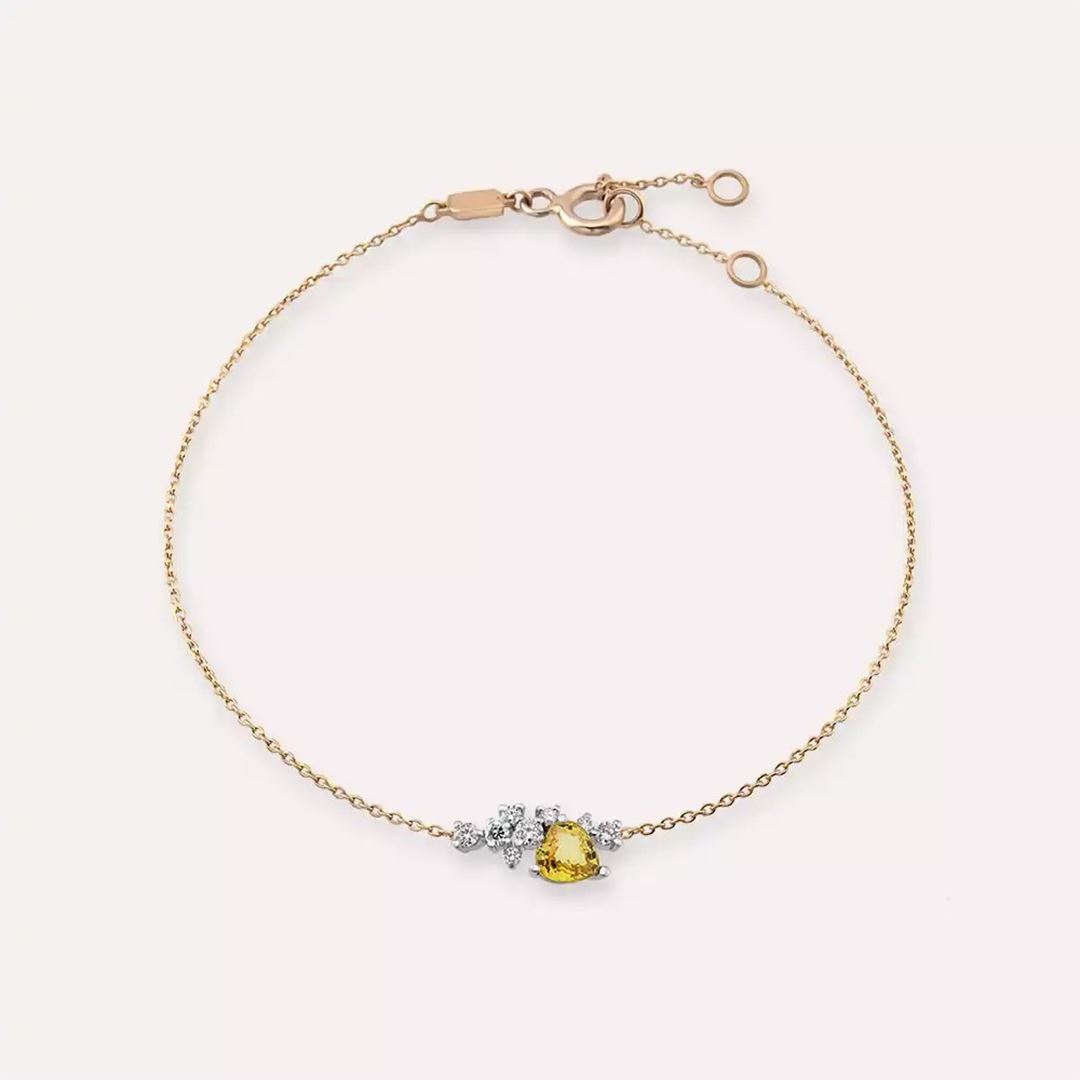 Zoya Yellow Safir ve Pırlanta Taşlı Rose Altın Bileklik