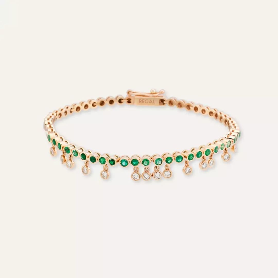 Atomik Pırlanta ve Zümrüt Taşlı Bileklik