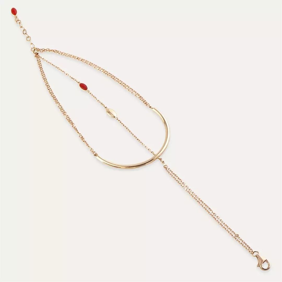 Arcus Kırmızı Mineli Rose Altın Bileklik