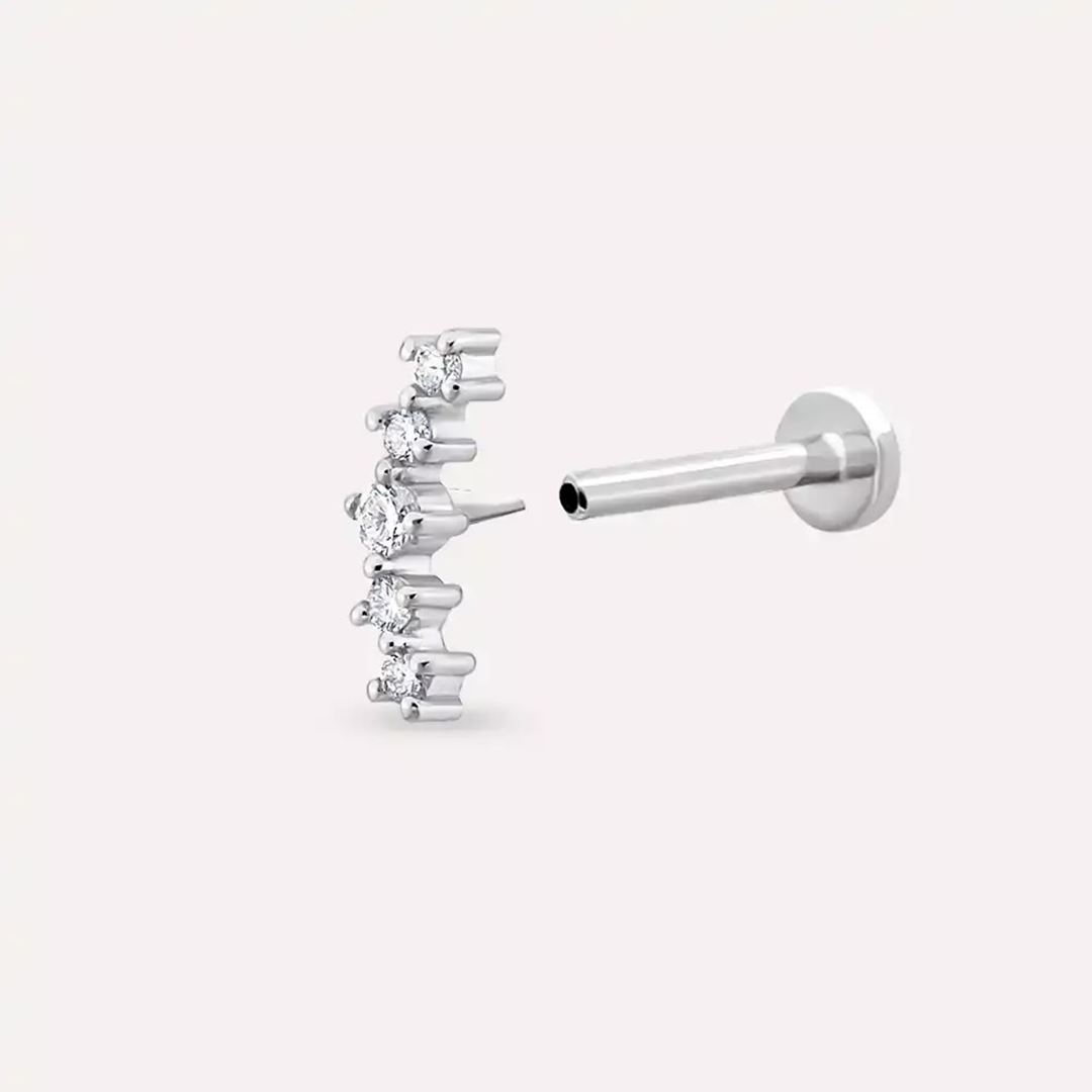 Shyne Pırlanta Taşlı Beyaz Altın Piercing