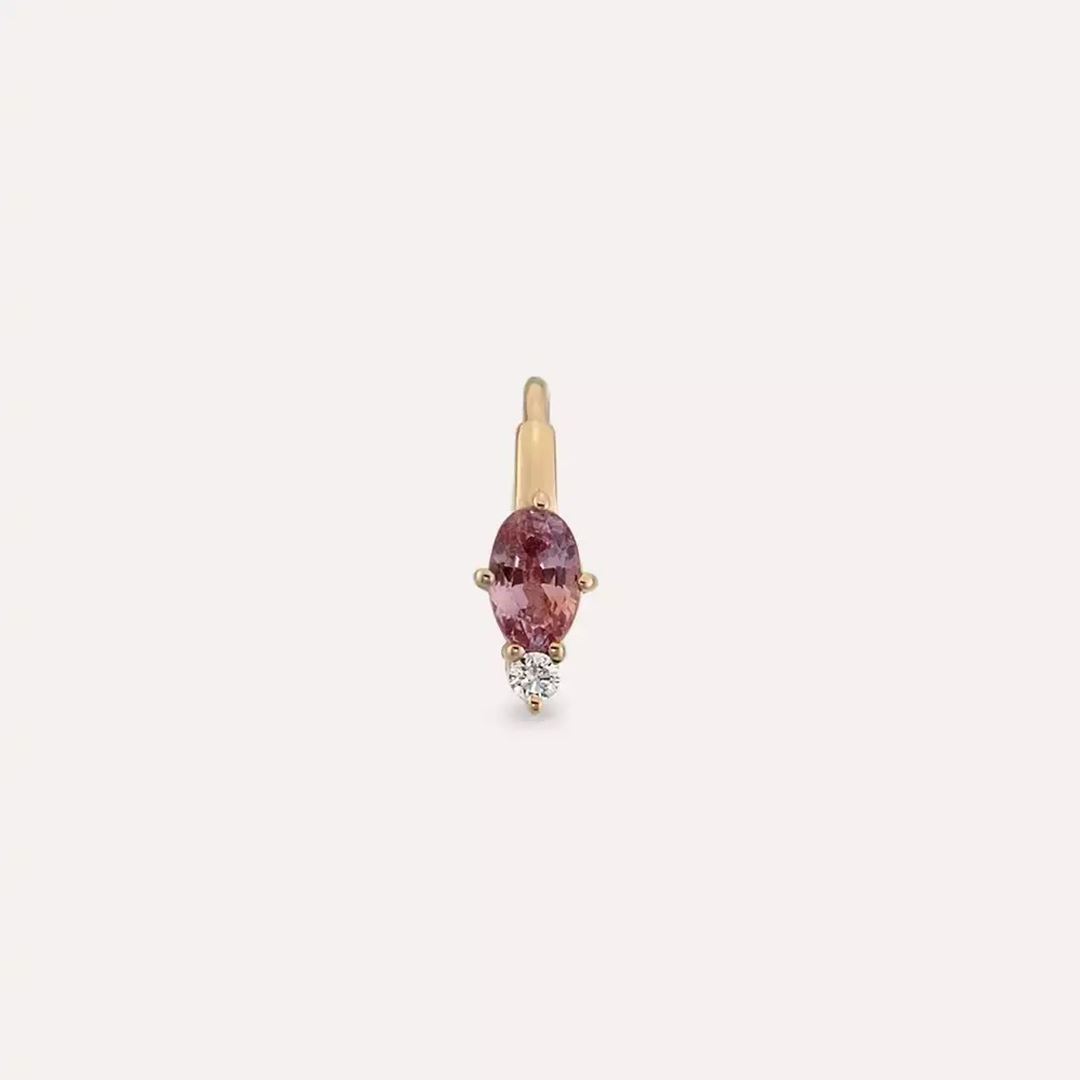 Rubea Purple Safir ve Pırlanta Taşlı Rose Altın Halka Piercing