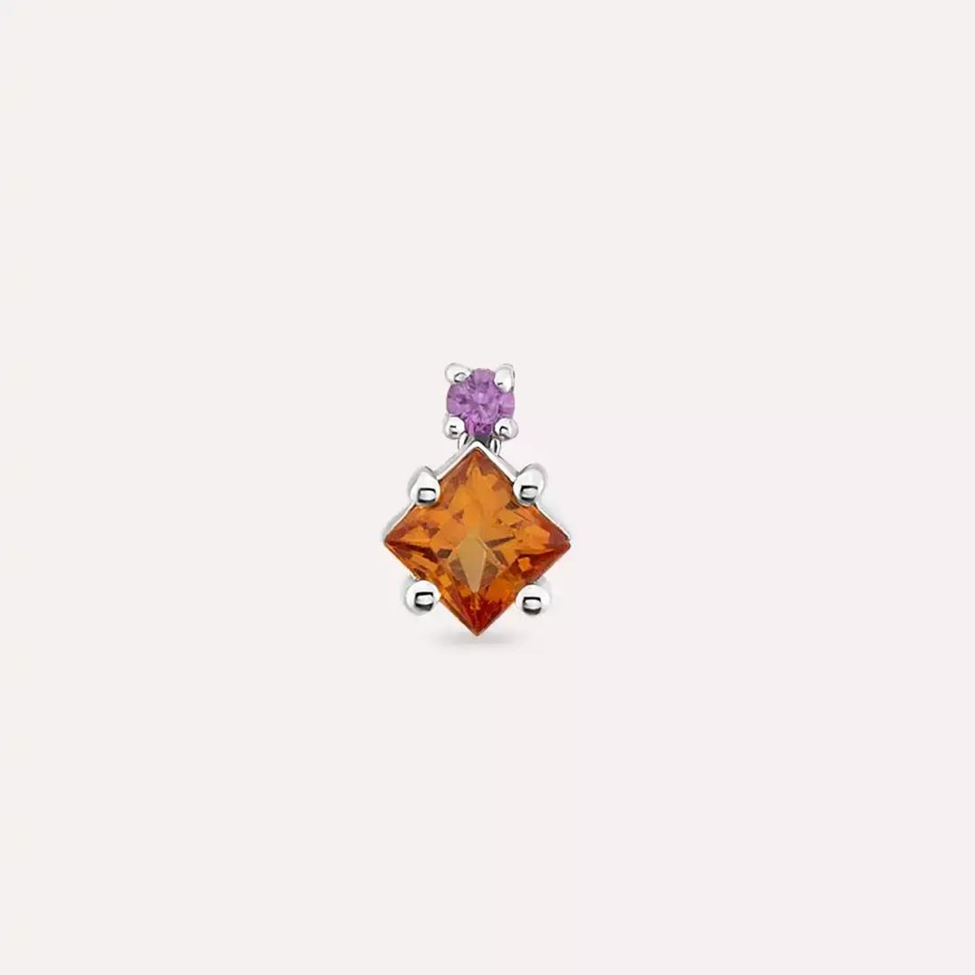 0.39 CT Multicolor Safir ve Pırlanta Taşlı Beyaz Altın Piercing