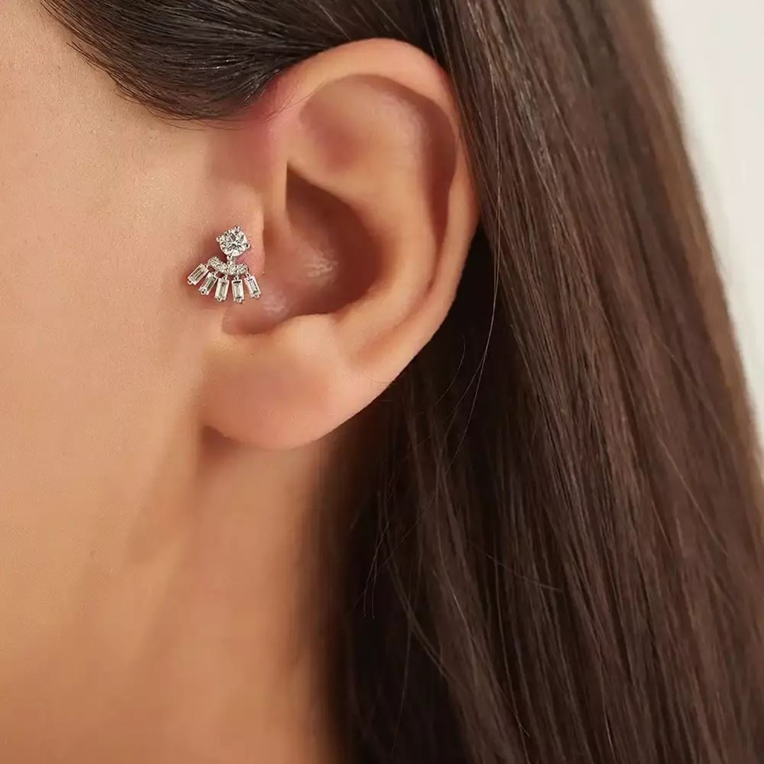 Enif Pırlanta Taşlı Beyaz Altın Piercing