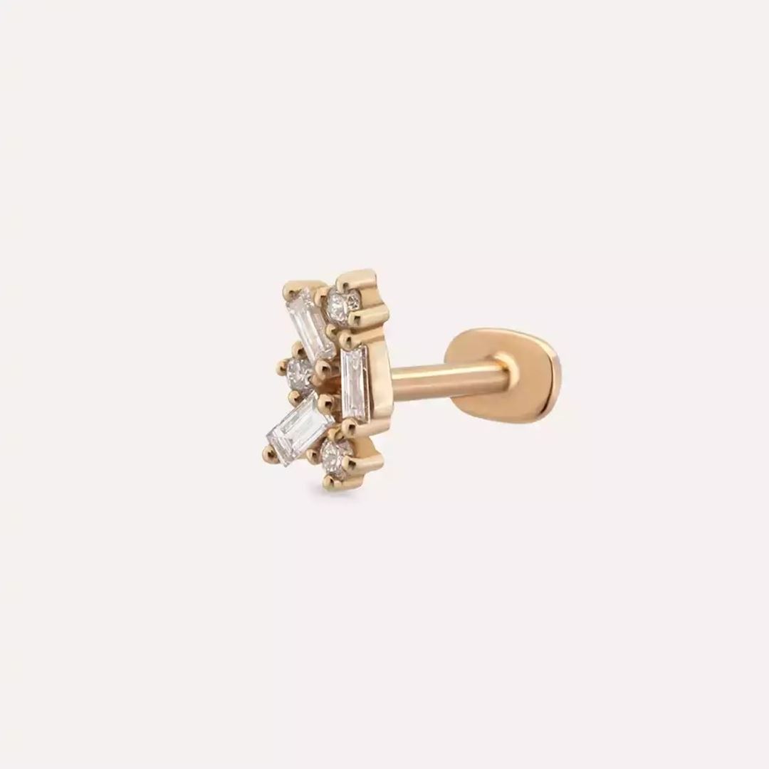 Mingled Pırlanta Taşlı Rose Altın Piercing