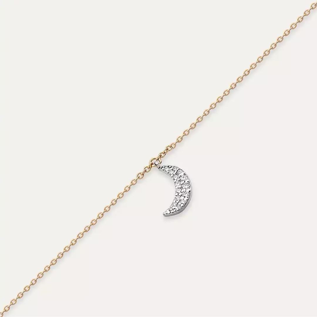 Moon Pırlanta Taşlı Rose Altın Halhal