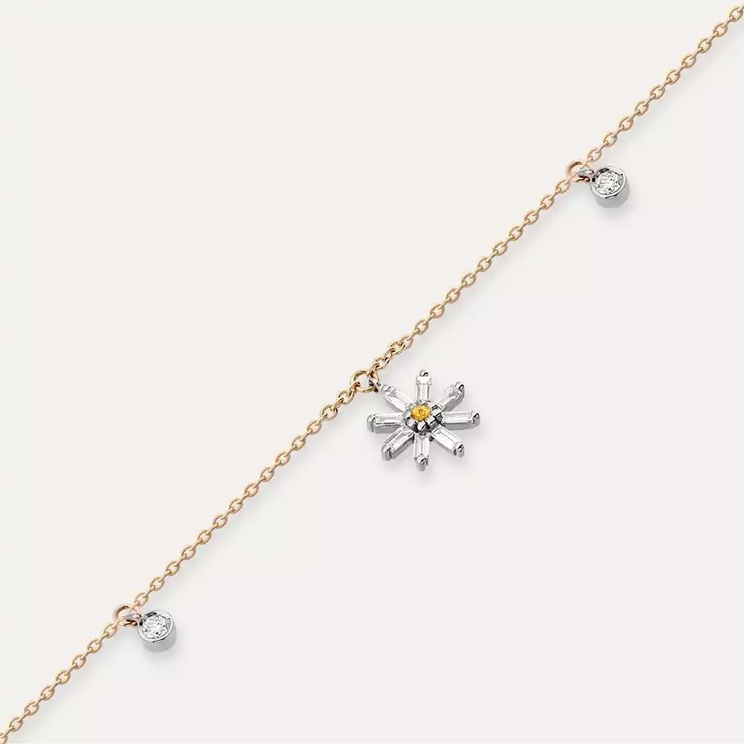 Daisy Orange Safir ve Baget Pırlanta Taşlı Rose Altın Halhal