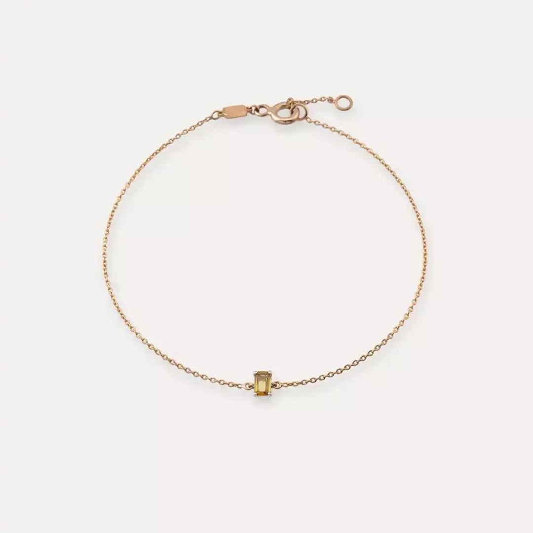 Minor Baget Kesim Yellow Safir Taşlı Bileklik