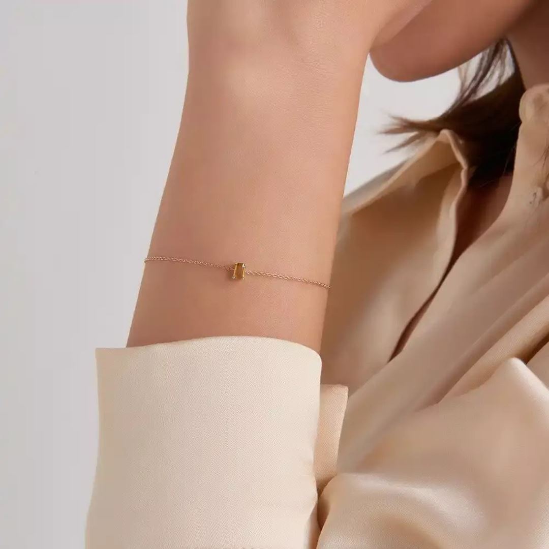 Minor Baget Kesim Yellow Safir Taşlı Bileklik