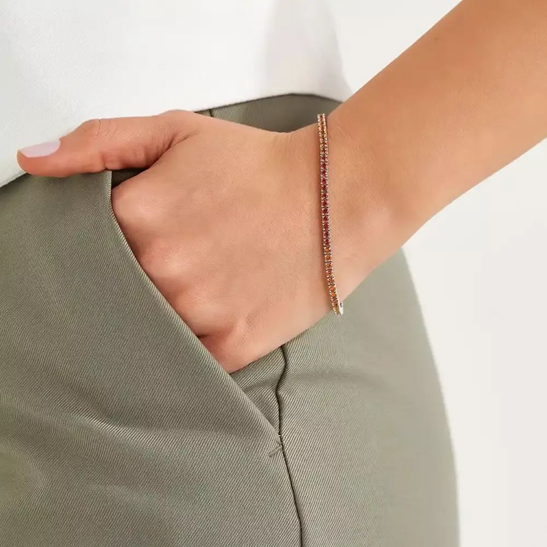 3.50 CT Multicolor Safir Taşlı Suyolu Bileklik