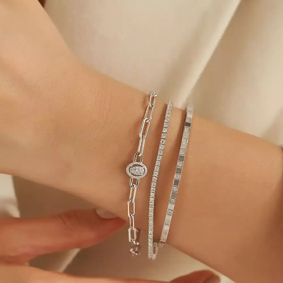 2.00 CT Pırlanta Taşlı Beyaz Altın Suyolu Bileklik