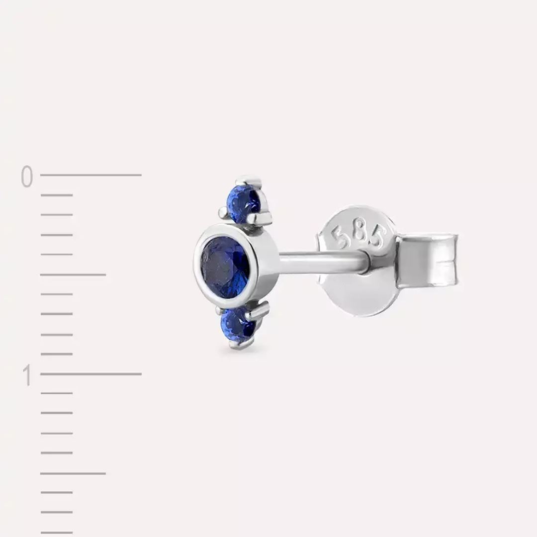 Andy Safir Taşlı Beyaz Altın Tek Küpe