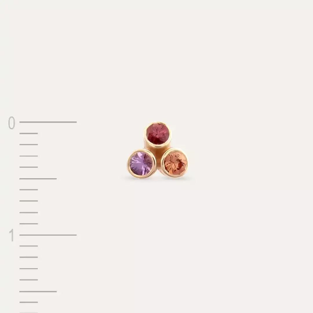 Blissy Multicolor Safir Taşlı Rose Altın Tek Küpe