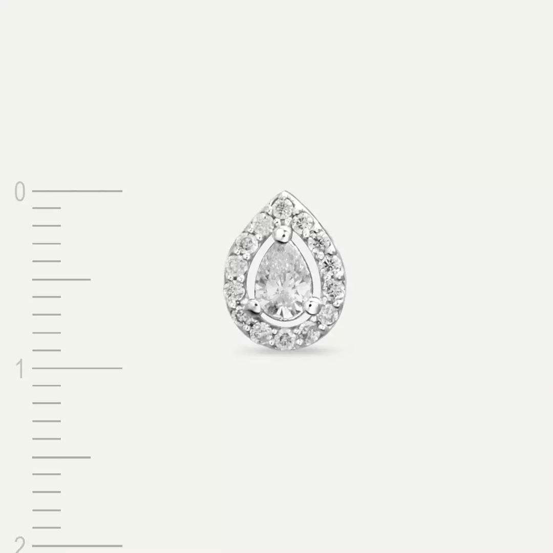 Rosa Pırlanta Taşlı Beyaz Altın Tek Küpe