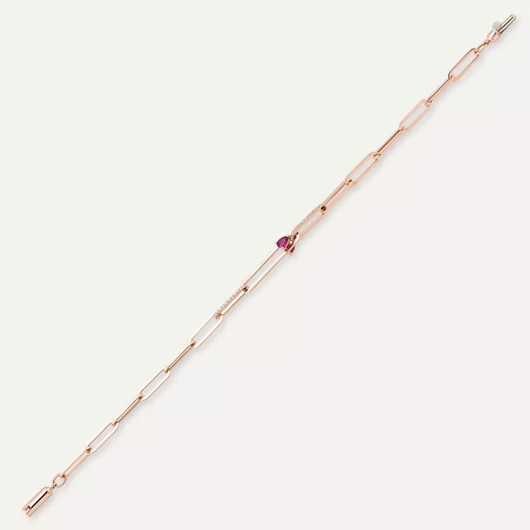 Nest Yakut ve Pırlanta Taşlı Rose Altın Bileklik