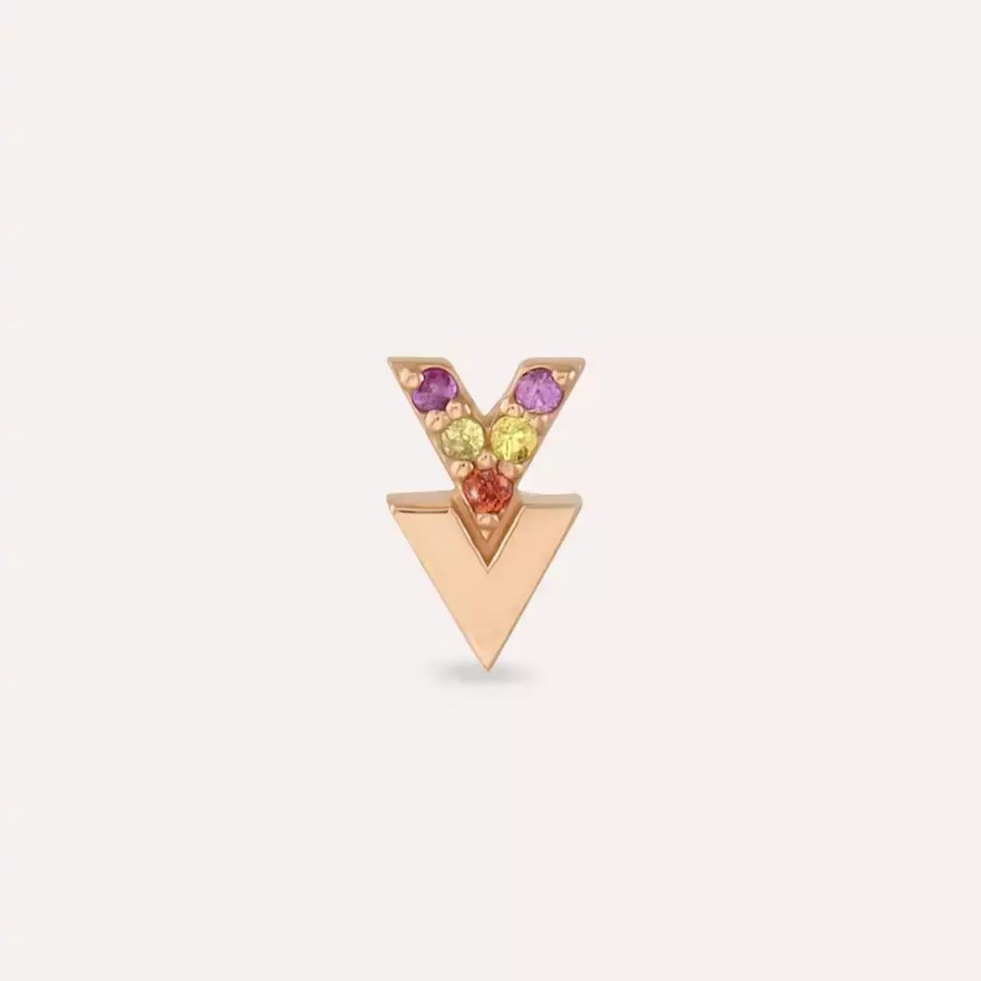 Vivi Multicolor Safir Rose Altın Piercing