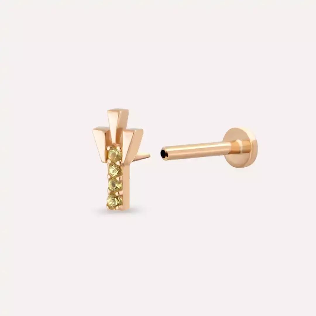 Stub Yellow Safir Rose Altın Piercing
