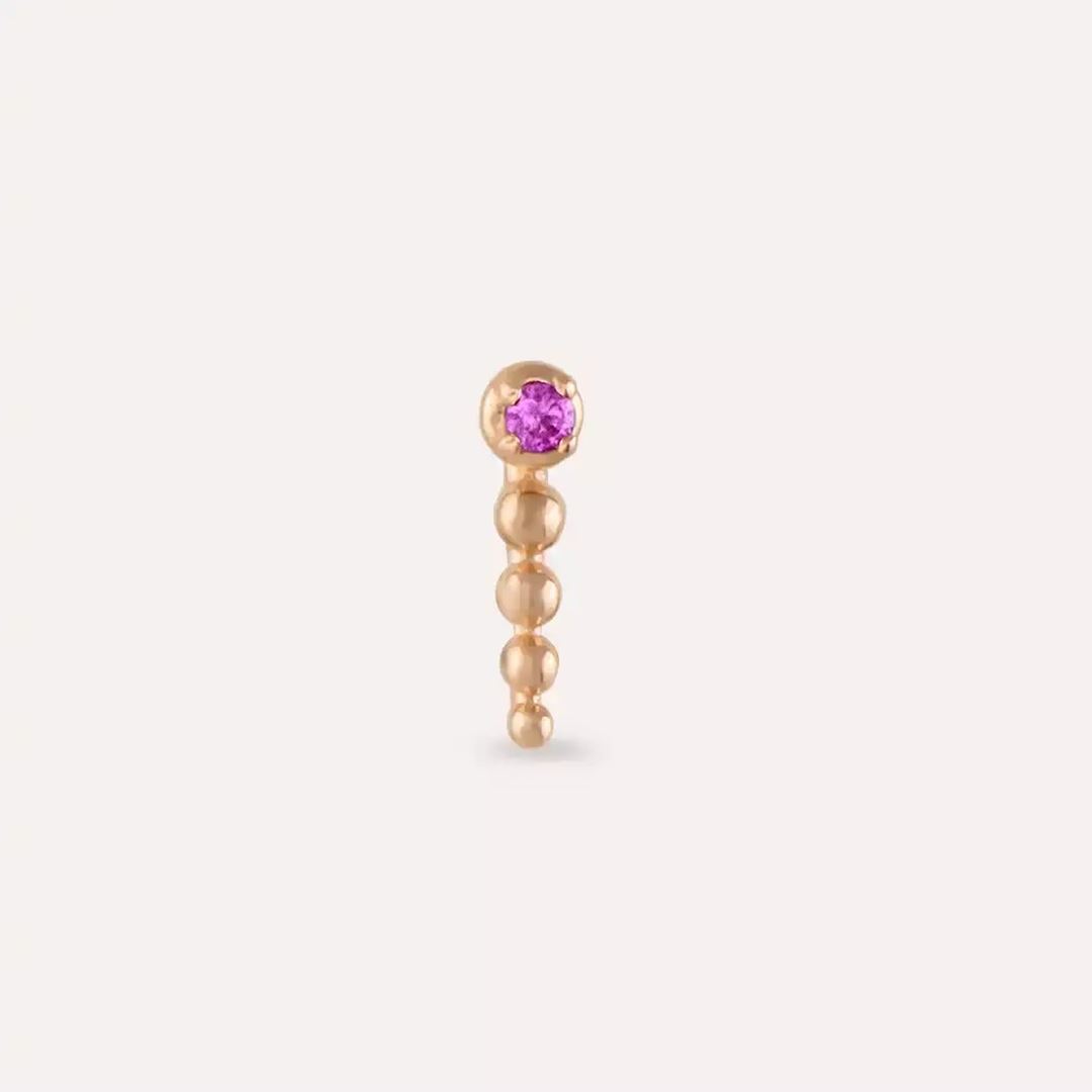 Point Pink Safir Taşlı Rose Altın Piercing