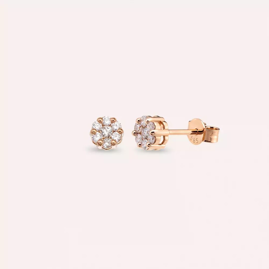 Coronet 0.38 CT Pırlanta Taşlı Rose Altın Küpe