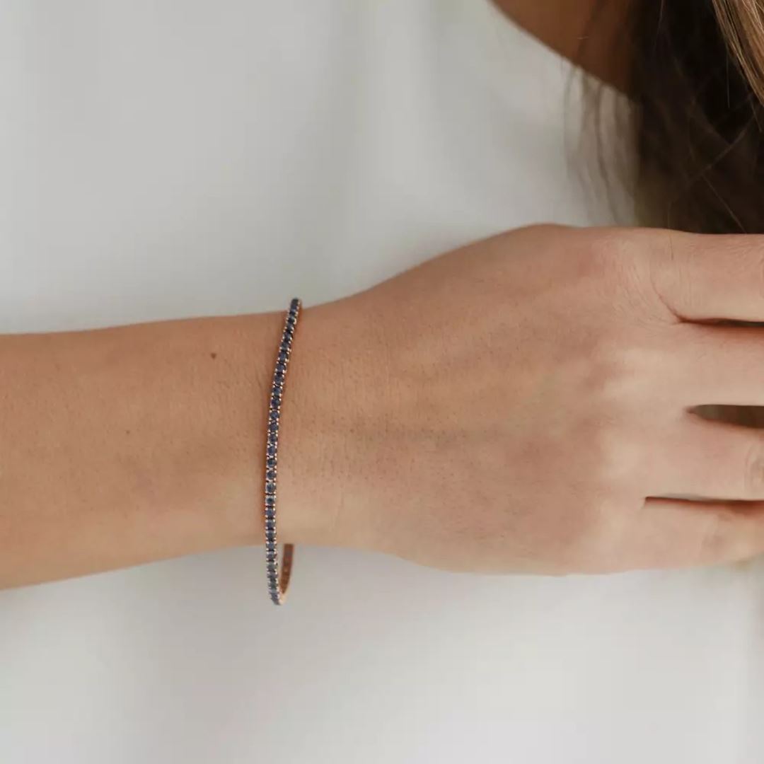 Safir Taşlı Rose Altın Suyolu Bileklik