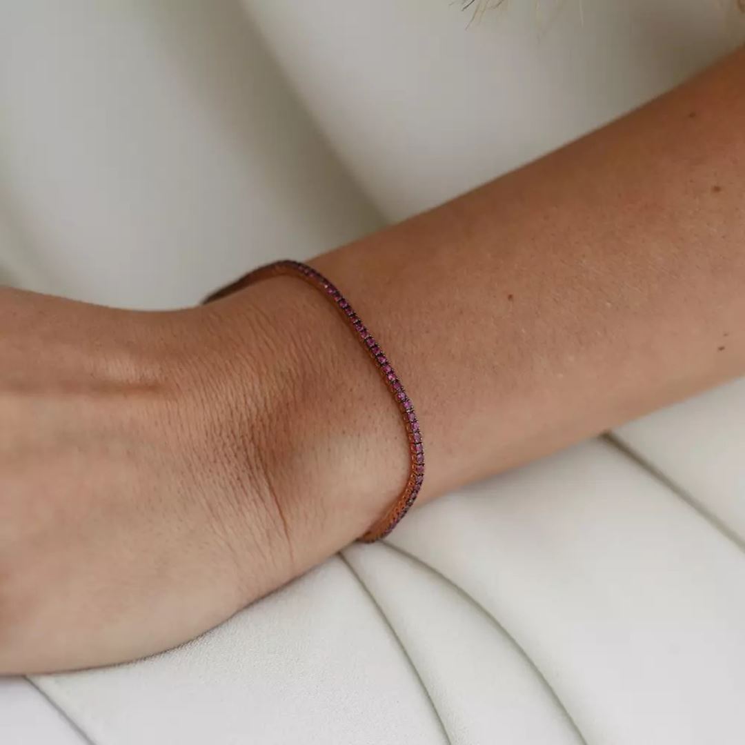 1.80 CT Yakut Taşlı Rose Altın Suyolu Bileklik