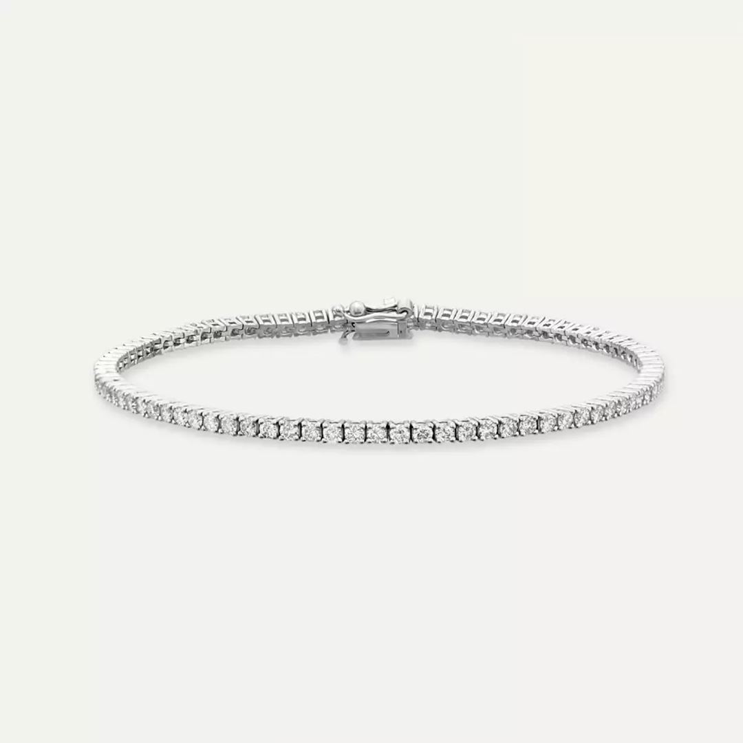 2.50 CT Pırlanta Taşlı Beyaz Altın Suyolu Bileklik