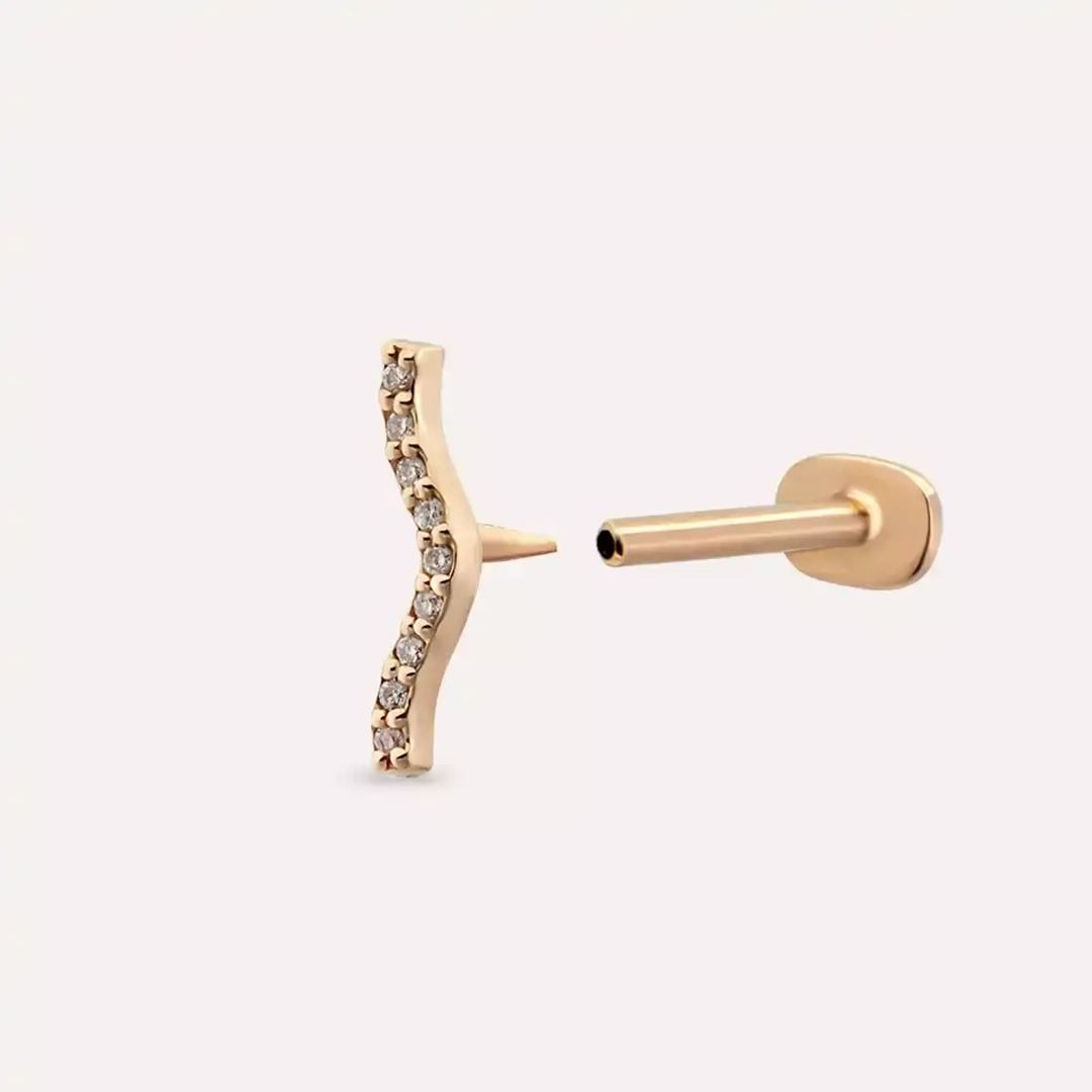 Noir Rose Pırlanta Taşlı Piercing