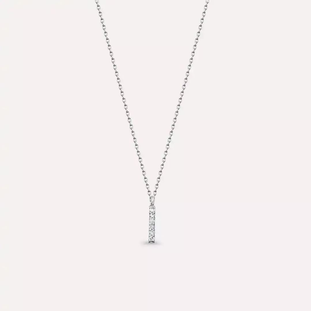 I Harf 0.04 CT Pırlanta Taşlı Beyaz Altın Kolye