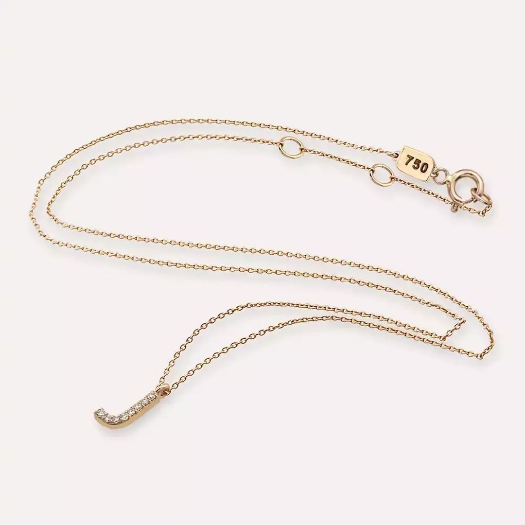J Harf 0.05 CT Pırlanta Taşlı Rose Altın Kolye