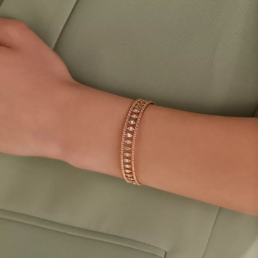 Shay Baget Kesim Pırlanta Taşlı Rose Altın Bileklik