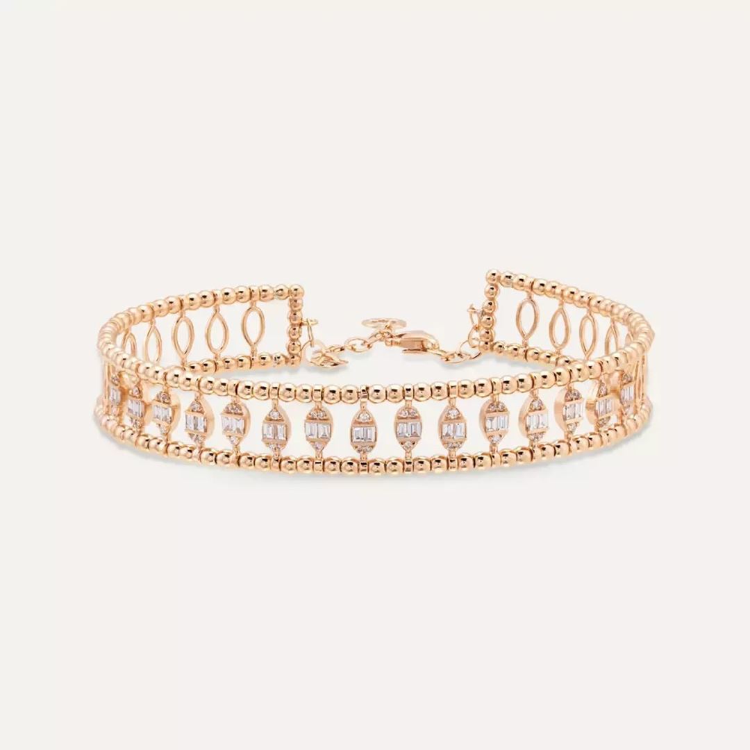 Shay Baget Kesim Pırlanta Taşlı Rose Altın Bileklik