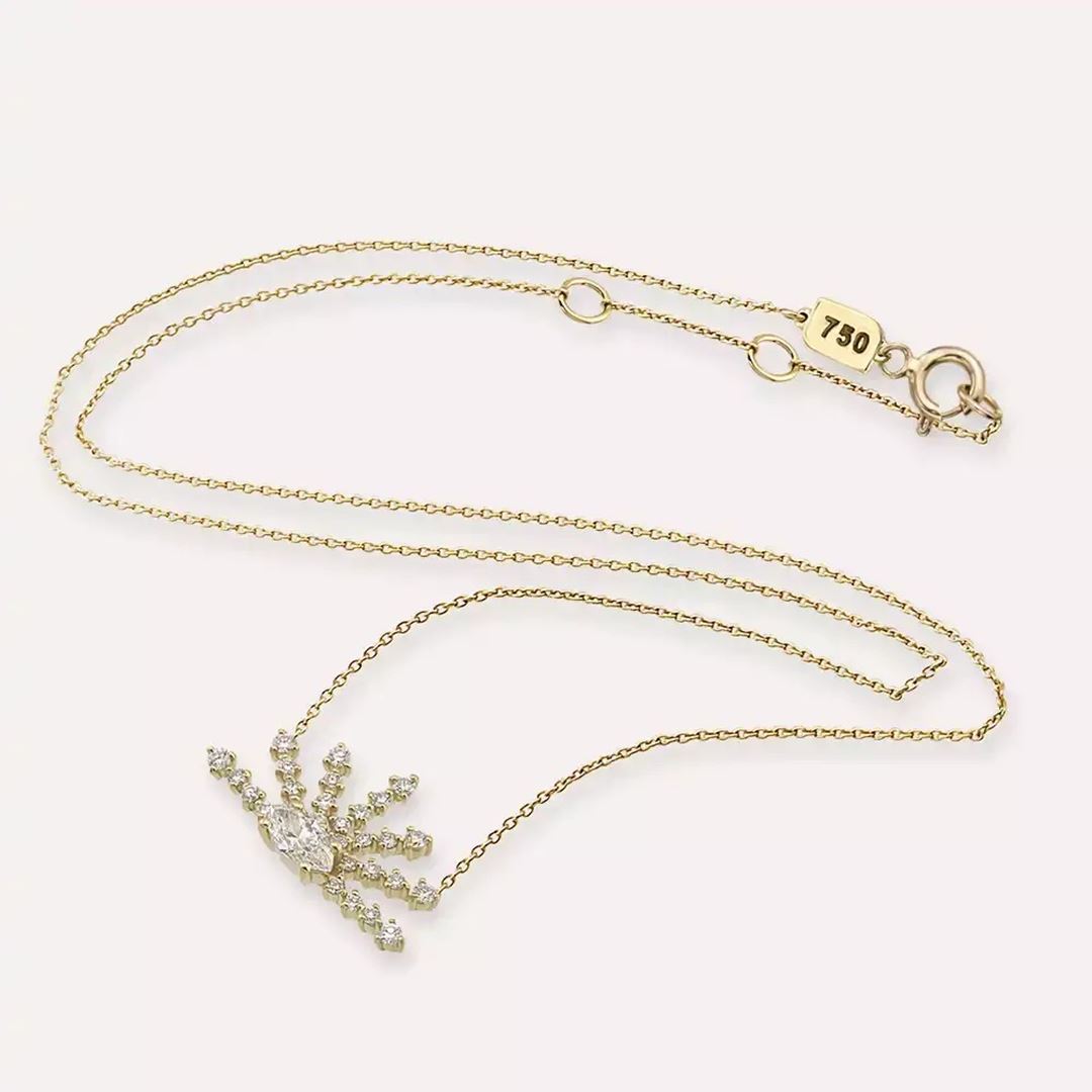 Aura Pırlanta Taşlı Sarı Altın Kolye