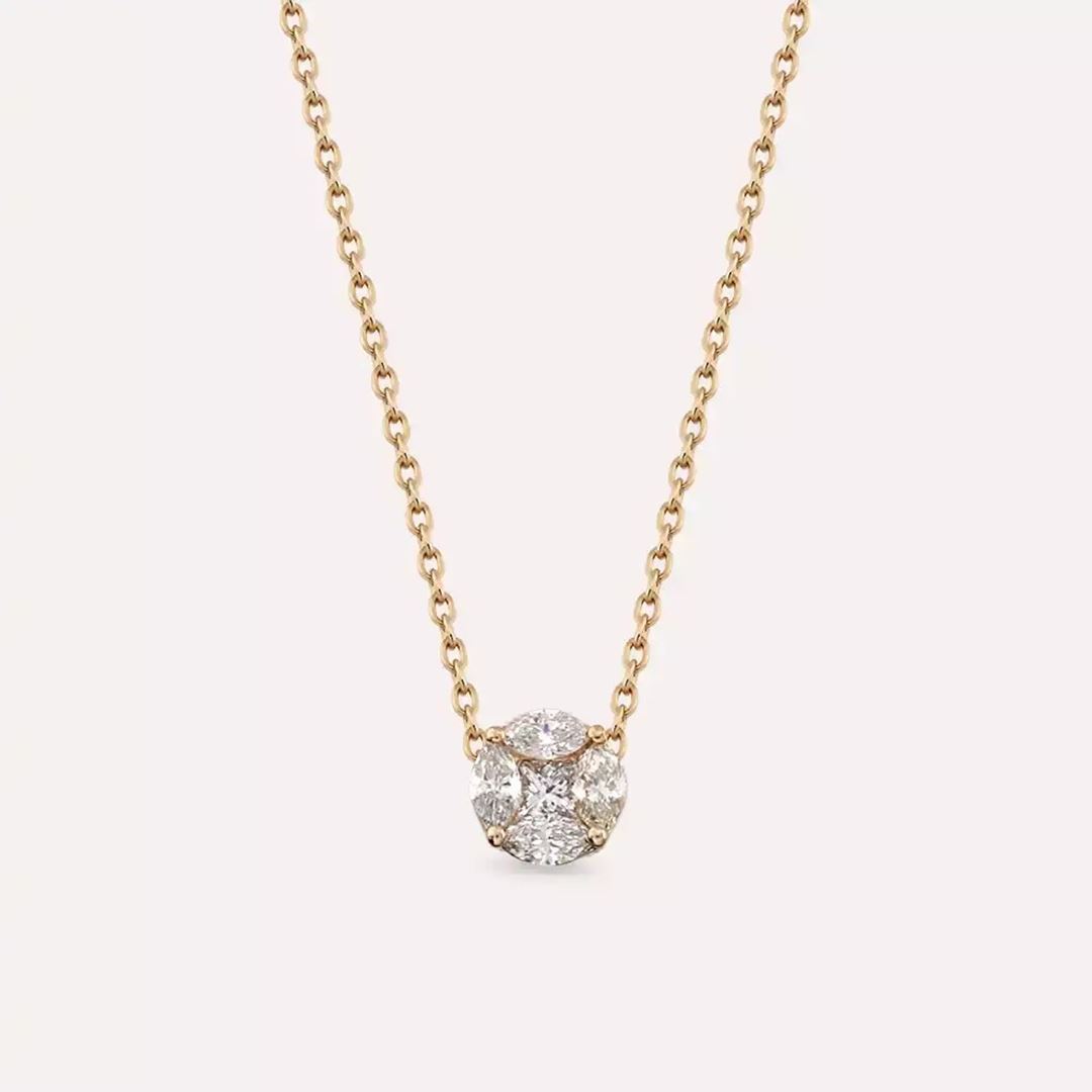 0.21 CT Pırlanta Taşlı Rose Altın Kolye