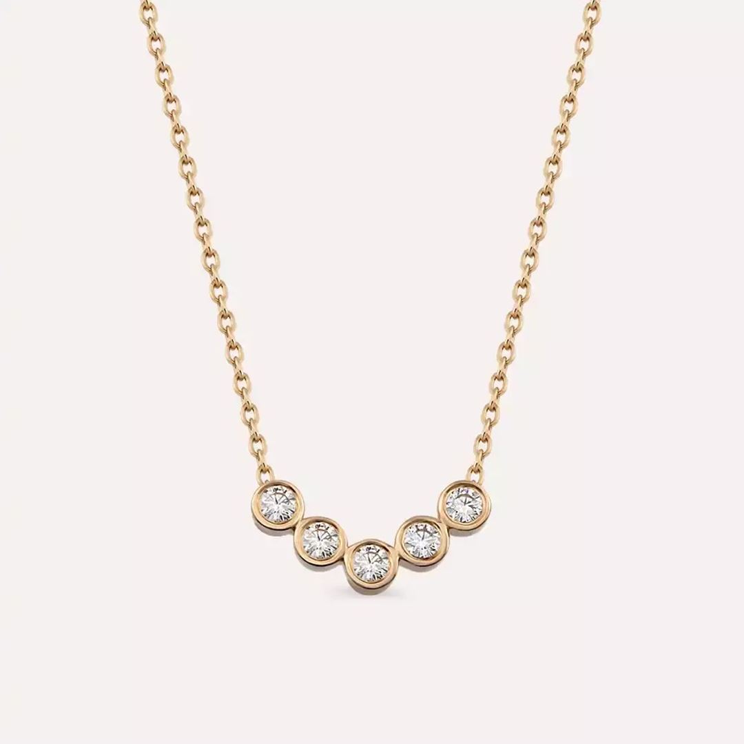 0.21 CT Pırlanta Taşlı Rose Altın Kolye